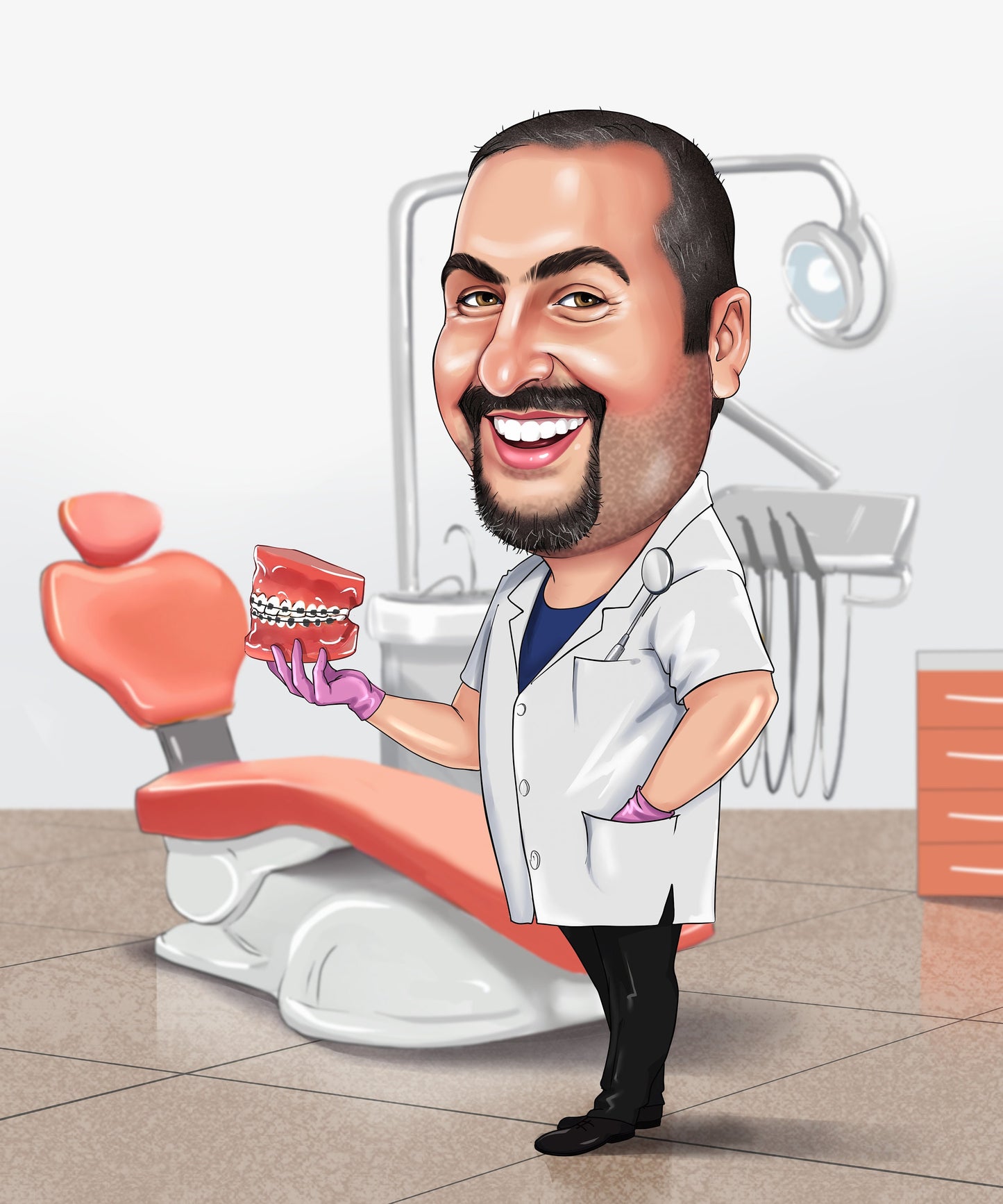 Dentist Gift Portrait - Custom Caricature From Photo, Dentist art, dentist retirement