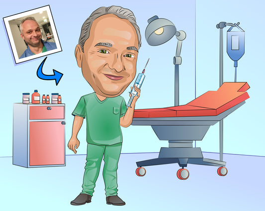 ER Doctor Gift - Custom Caricature Portrait From Your Photo/emergency physician/er tech gift