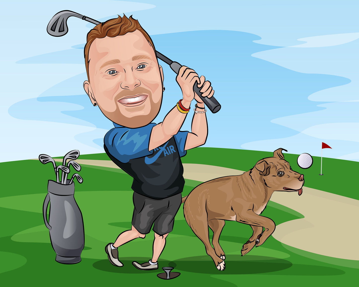 Golfer Gift - Custom Caricature Portrait From Your Photo/Golf Player Gift/Golf Cartoon