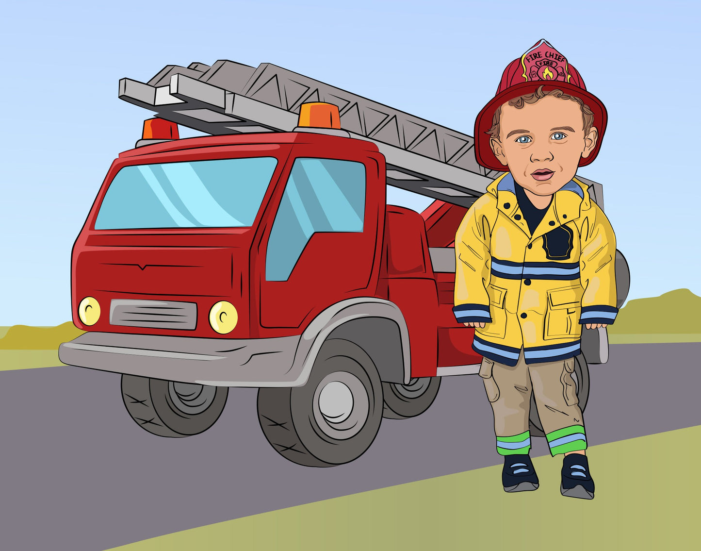 Firefighter Gift - Custom Caricature Portrait From Your Photo/fireman gift