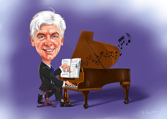 Pianist Gift - Caricature Portrait from Photo/piano teacher gift/piano player gift