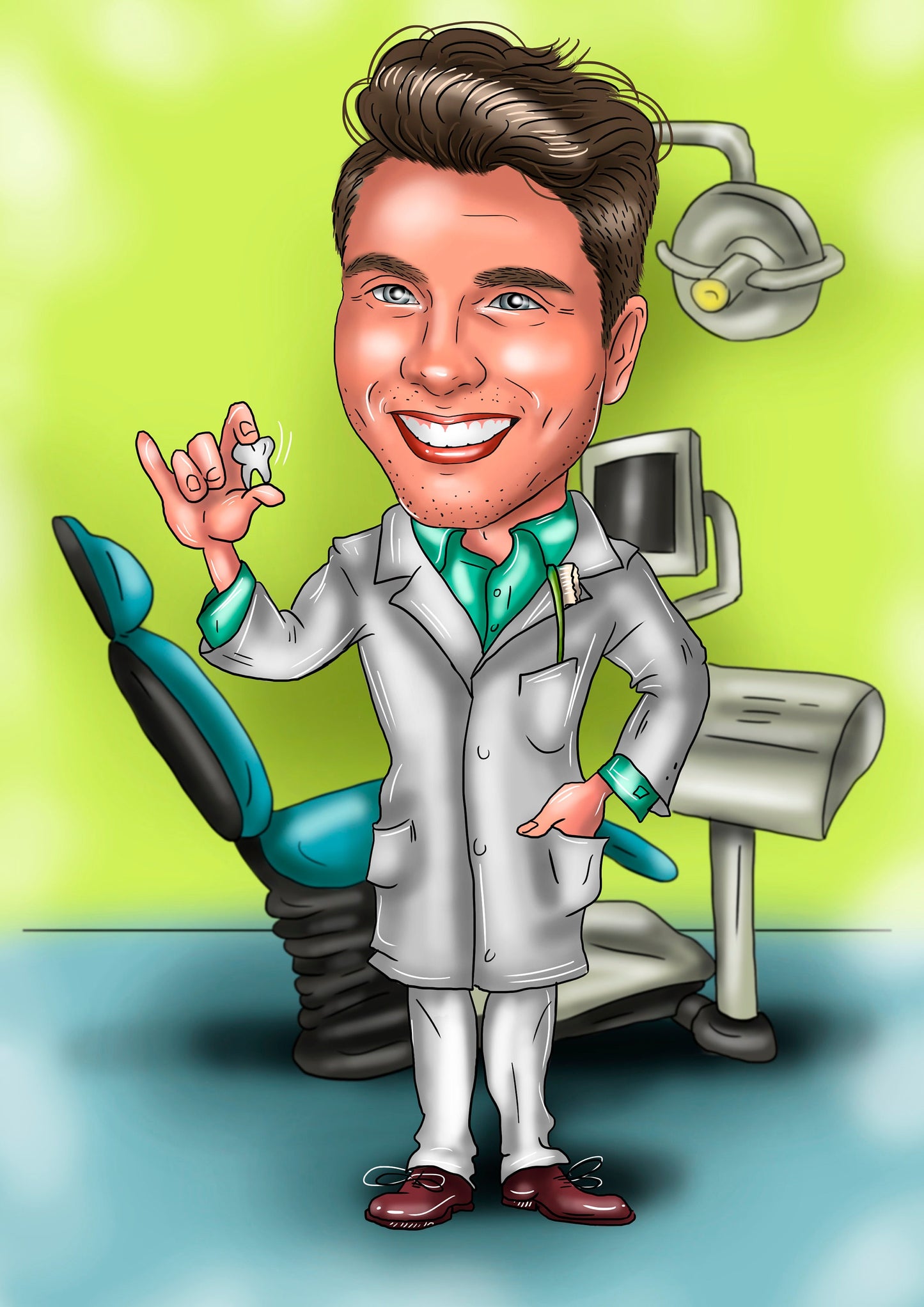 Dentist Gift - Custom Caricature Portrait From Your Photo/Dentist Gift Ideas/Dentist Caricature