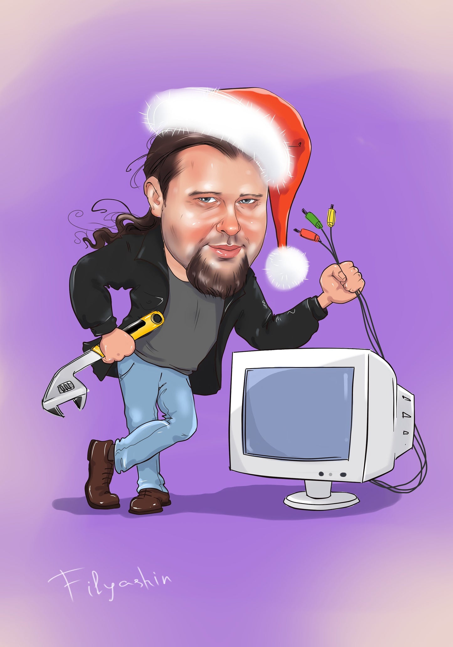 Programmer Gift - Caricature Portrait from Photo/gift for coder/software engineer gift/web designer gift