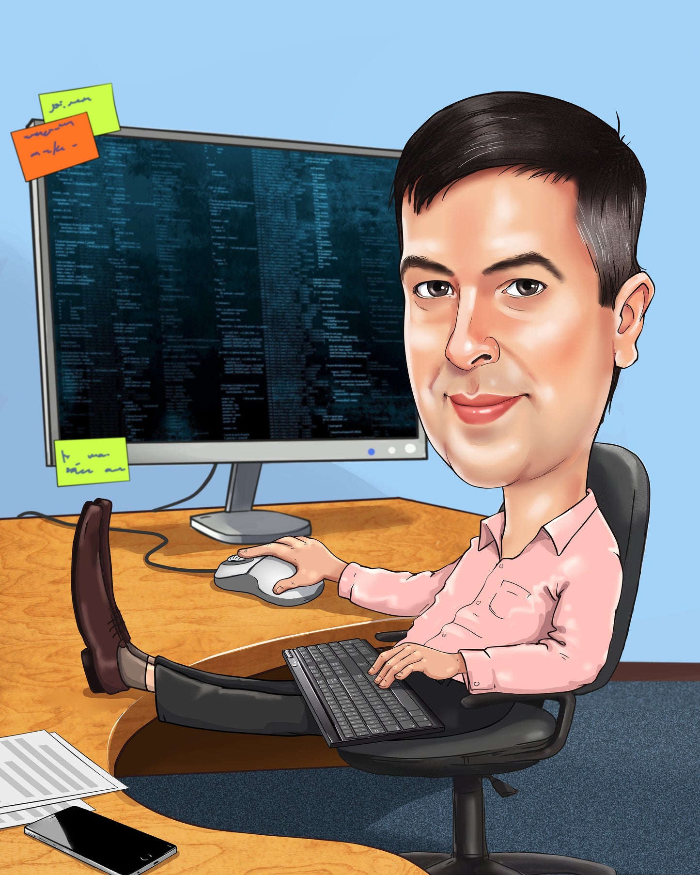 Programmer Gift - Caricature Portrait from Photo/gift for coder/software engineer gift/web designer gift