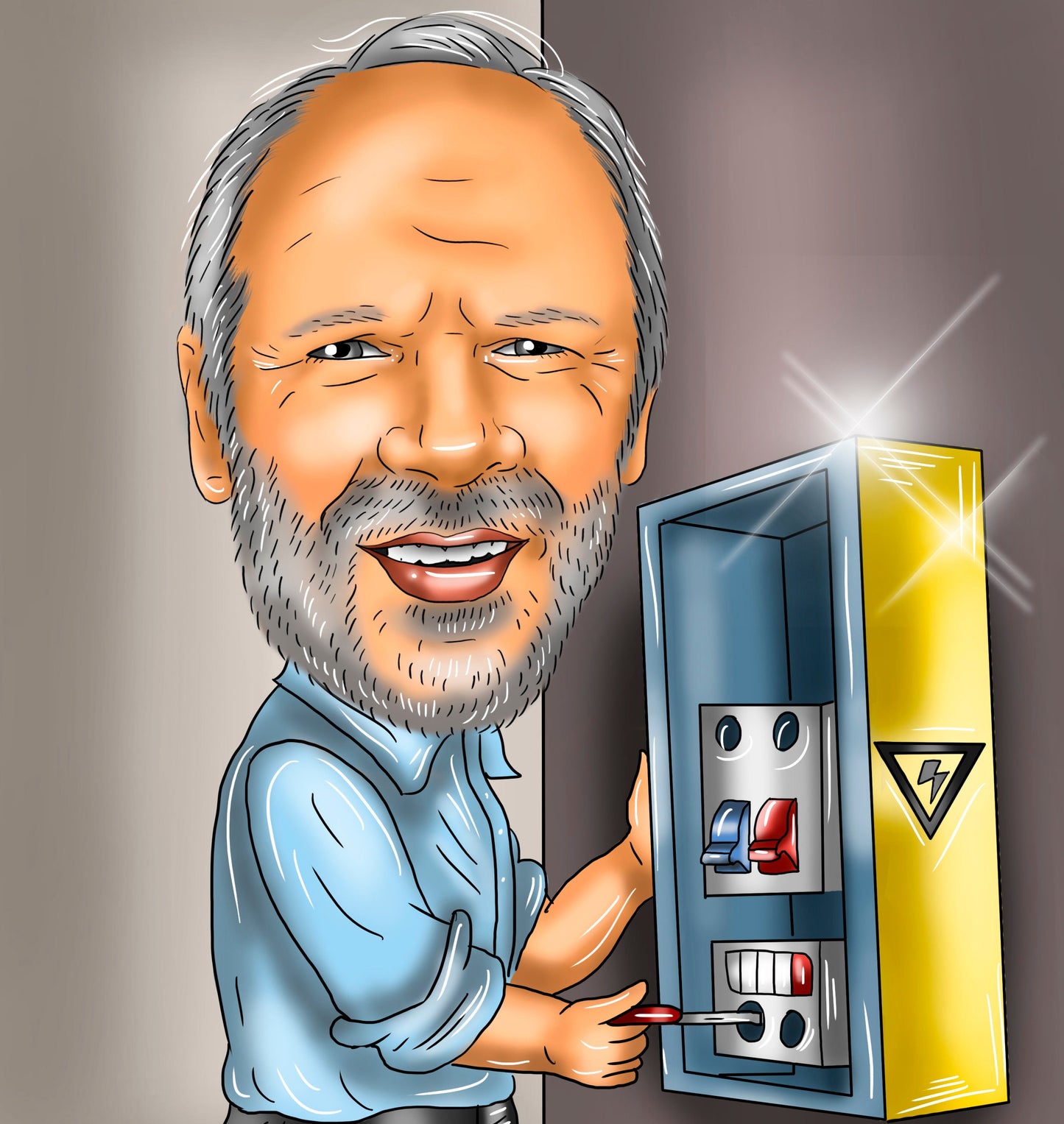 Electrician Gift - Caricature Portrait from Photo/Electrician Gifts/ Wireman Gift/Electrical Engineer Gift
