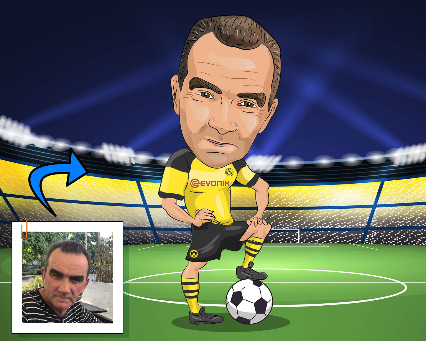 Soccer Coach Gift - Custom Caricature Portrait From Your Photo/Football Coach Gift