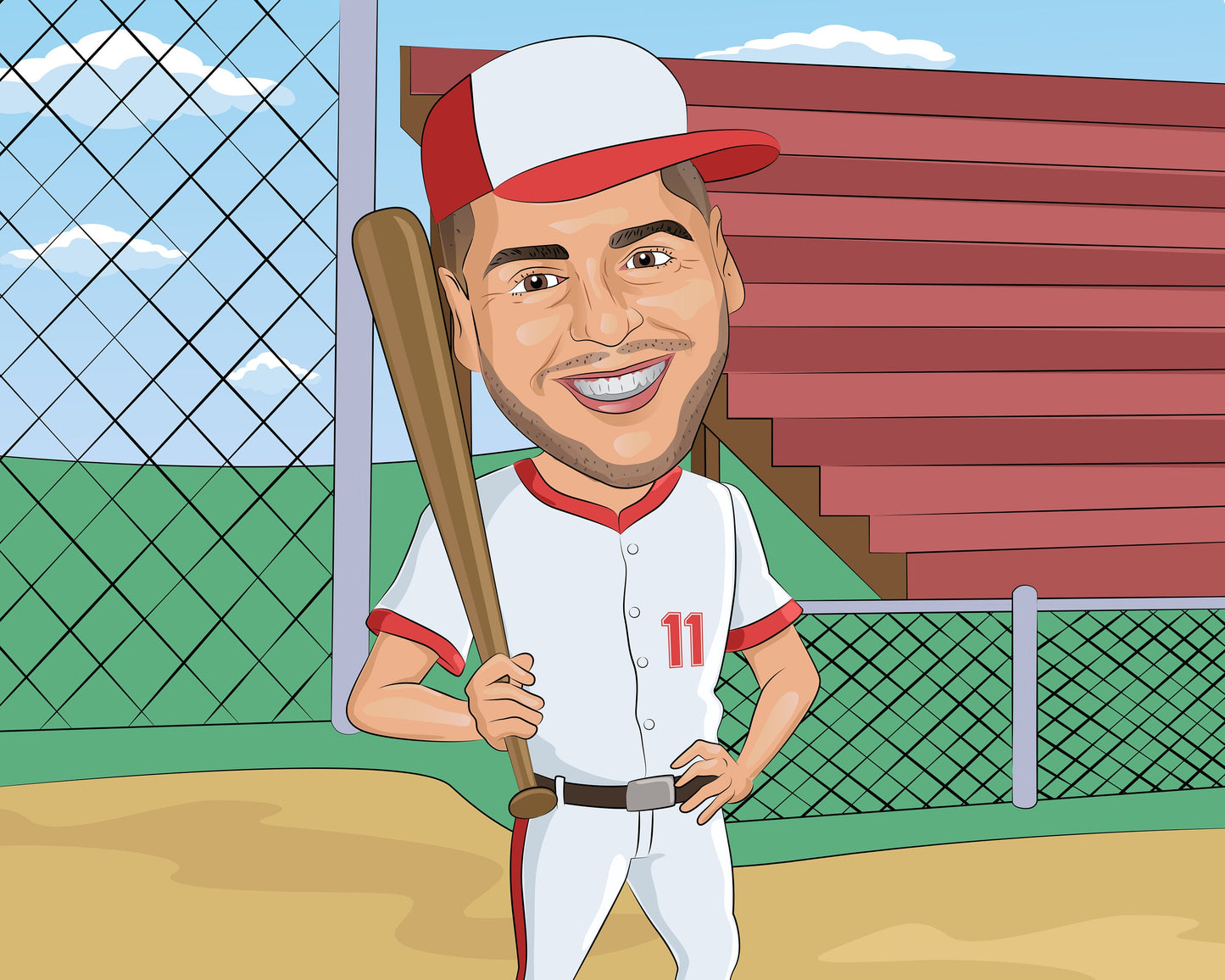 Baseball coach gift - Custom Caricature Portrait From Your Photo/Baseball Player gift