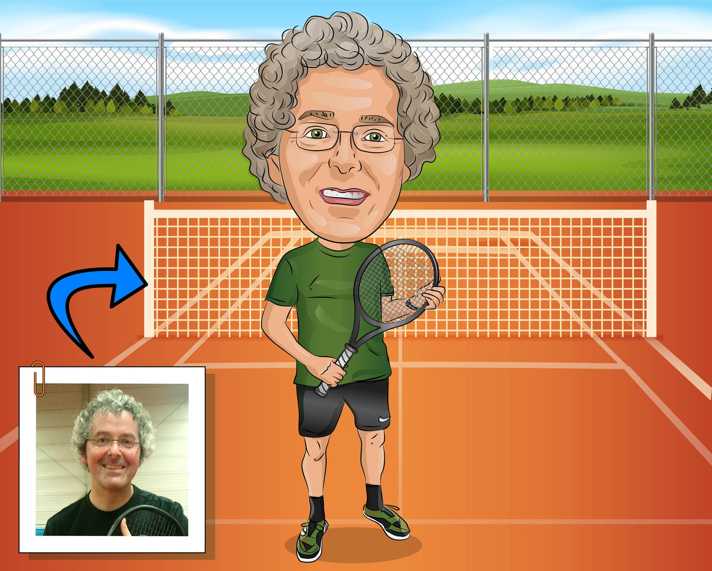 Badminton Player Gift - Custom Caricature Portrait From Your Photo/Badminton gifts