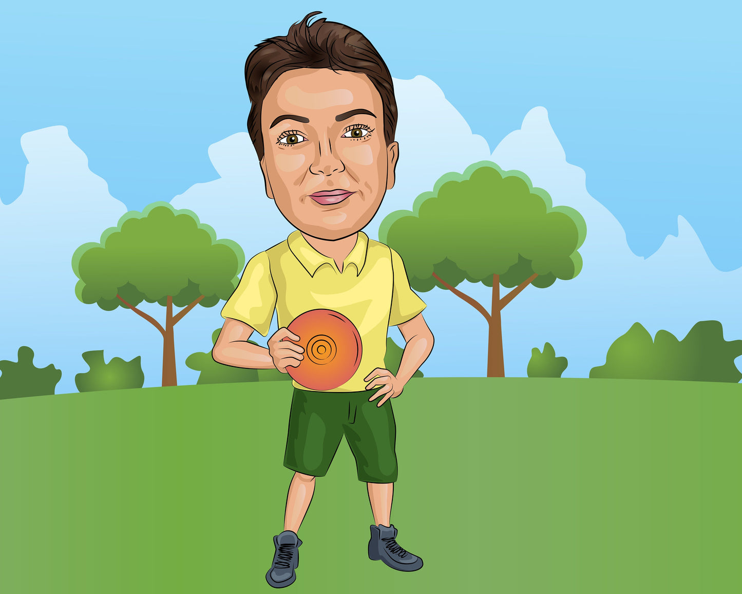 Frisbee Player Gift - Custom Caricature Portrait From Your Photo/ultimate frisbee gift