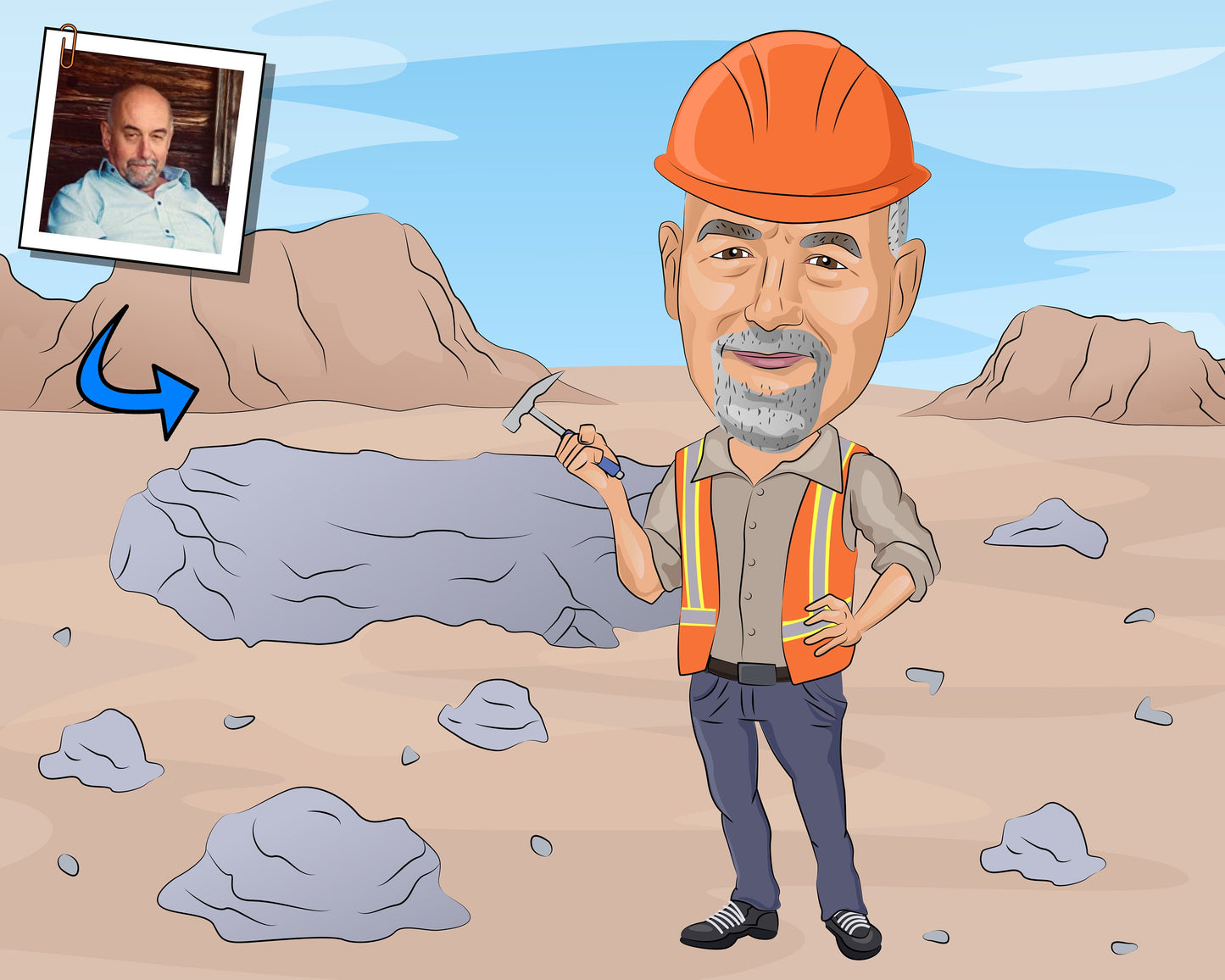 Geologist Gift - Custom Caricature Portrait From Your Photo/earth scientist/geology student gift