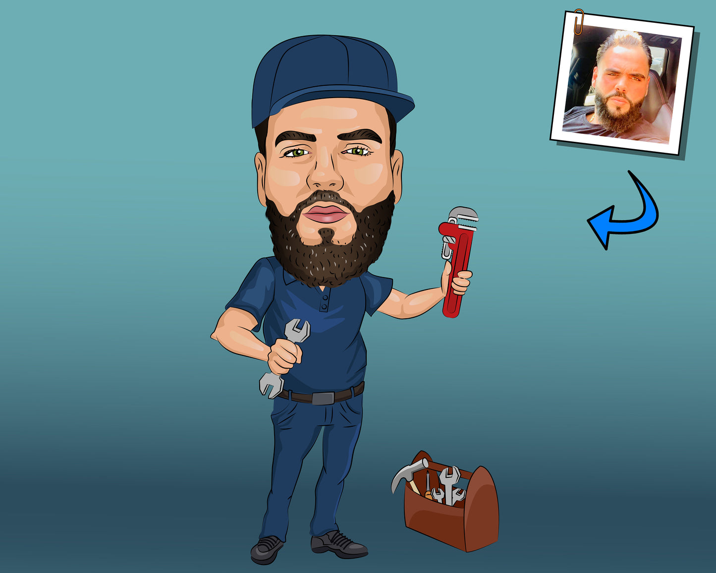Mechanic Gift - Custom Caricature Portrait From Your Photo/mechanical engineer gift