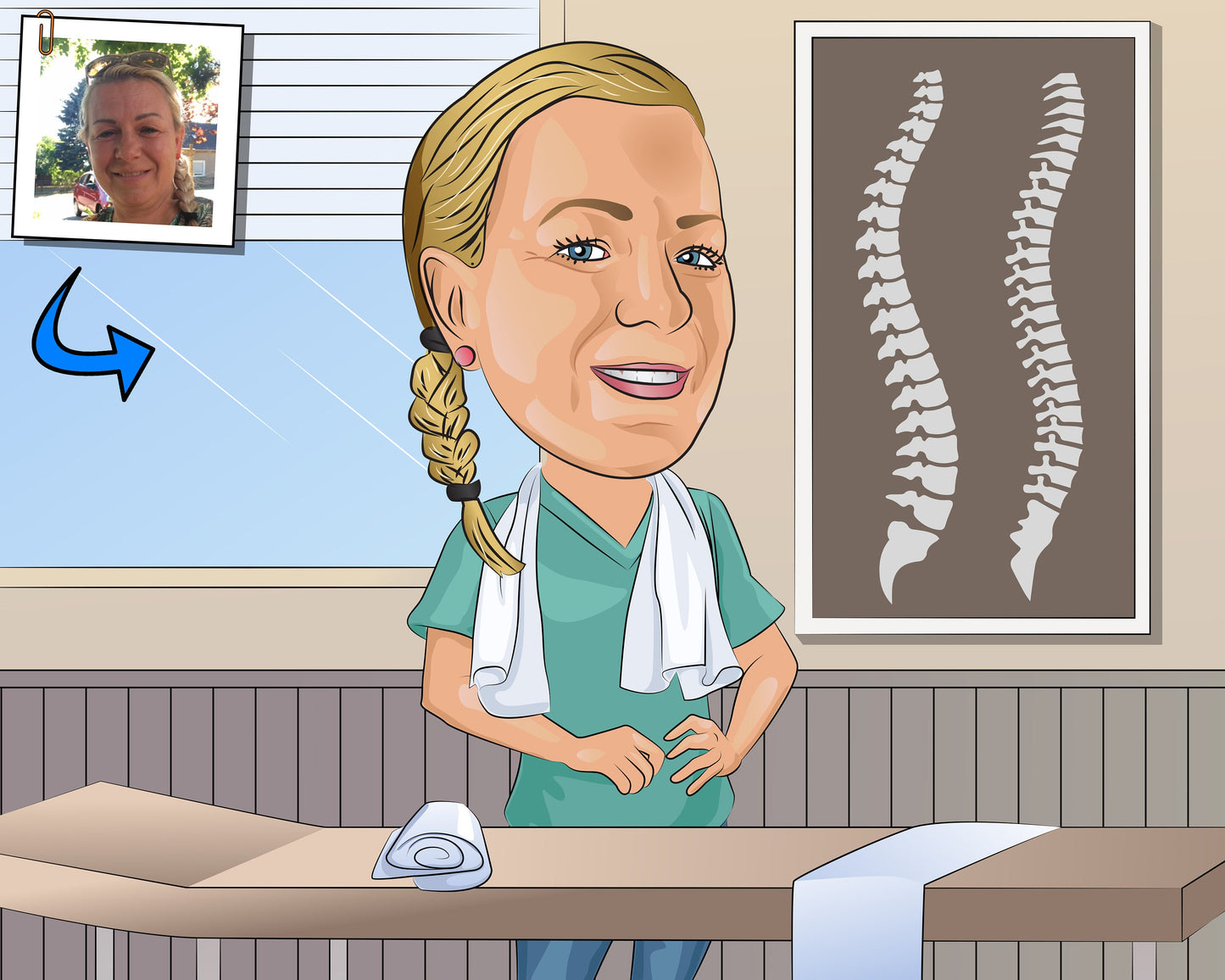 Osteopath Gift - Custom Caricature Portrait From Your Photo/chiropractor gift