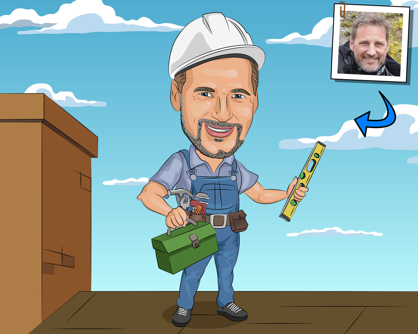 Roofer Gift - Custom Caricature Portrait From Your Photo