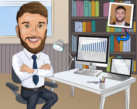 Actuary Gift - Custom Caricature Portrait From Your Photo