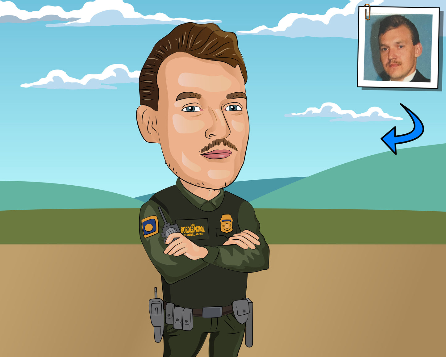 Border Patrol Agent Gift - Custom Caricature From Photo/federal agent gift/homeland security