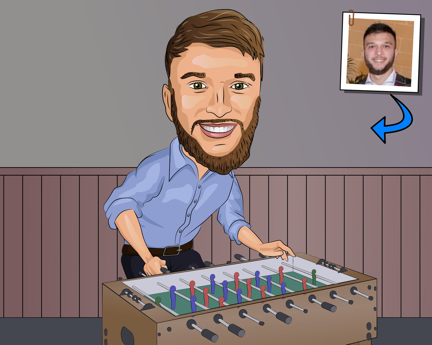 Foosball Player Gift - Custom Caricature From Photo/table football/foosball table