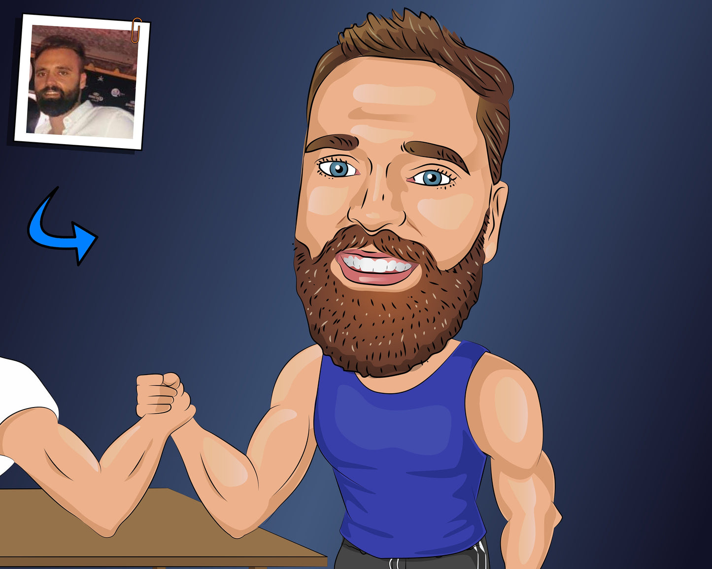 Arm Wrestler Gift - Custom Caricature Portrait From Your Photo/Arm Wrestling