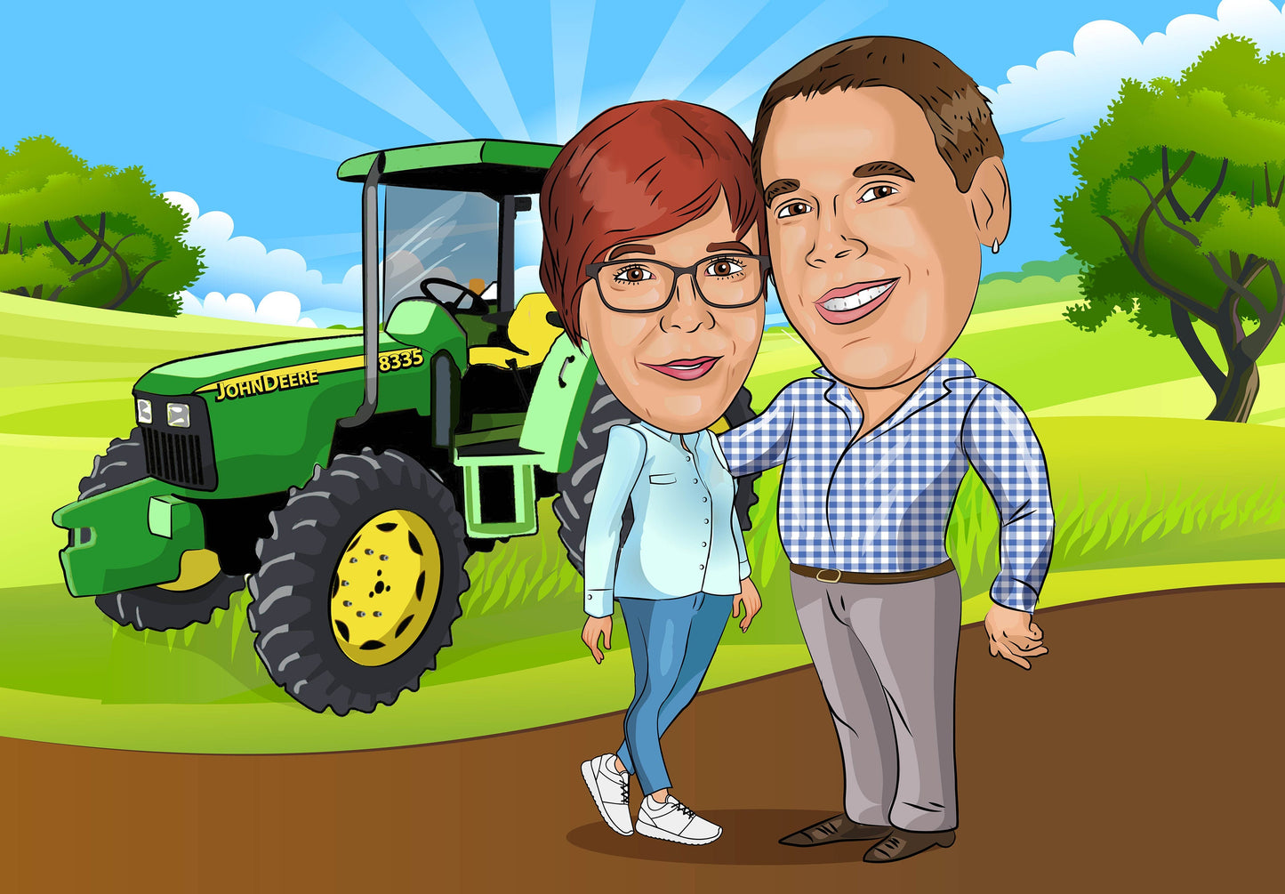 Farmer Gift - Custom Caricature Portrait From Your Photo/tractor driver gift