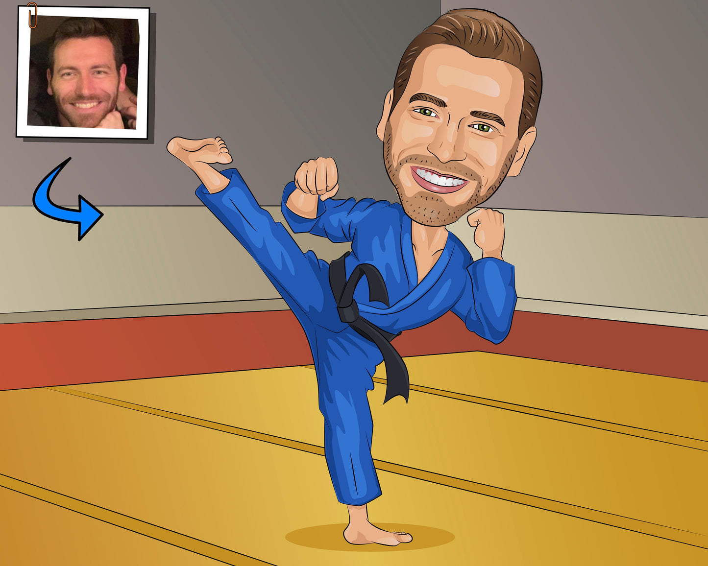 Judo Gift - Custom Caricature Portrait From Your Photo/Judo Practitioner