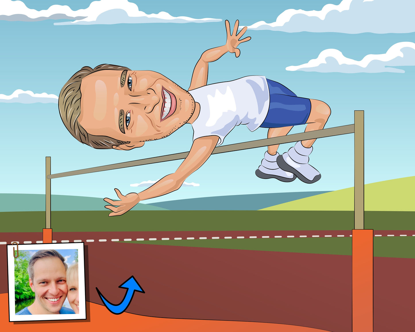 High Jumper Gift - Custom Caricature Portrait From Your Photo/track and field art