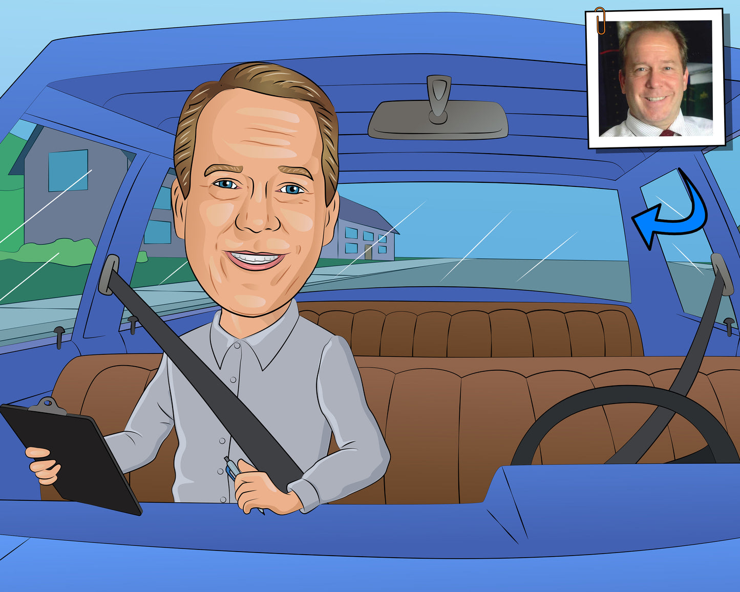 Driving Instructor Gift - Custom Caricature Portrait From Your Photo/driving school