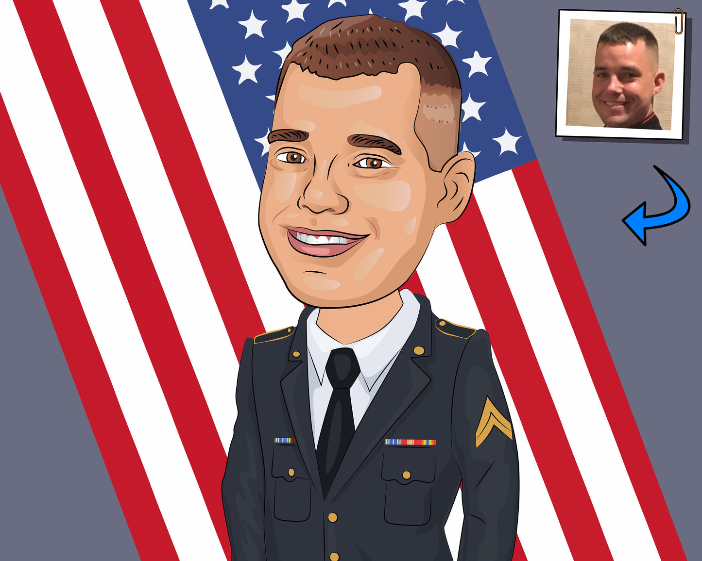Corporal Gift - Custom Caricature Portrait From Your Photo