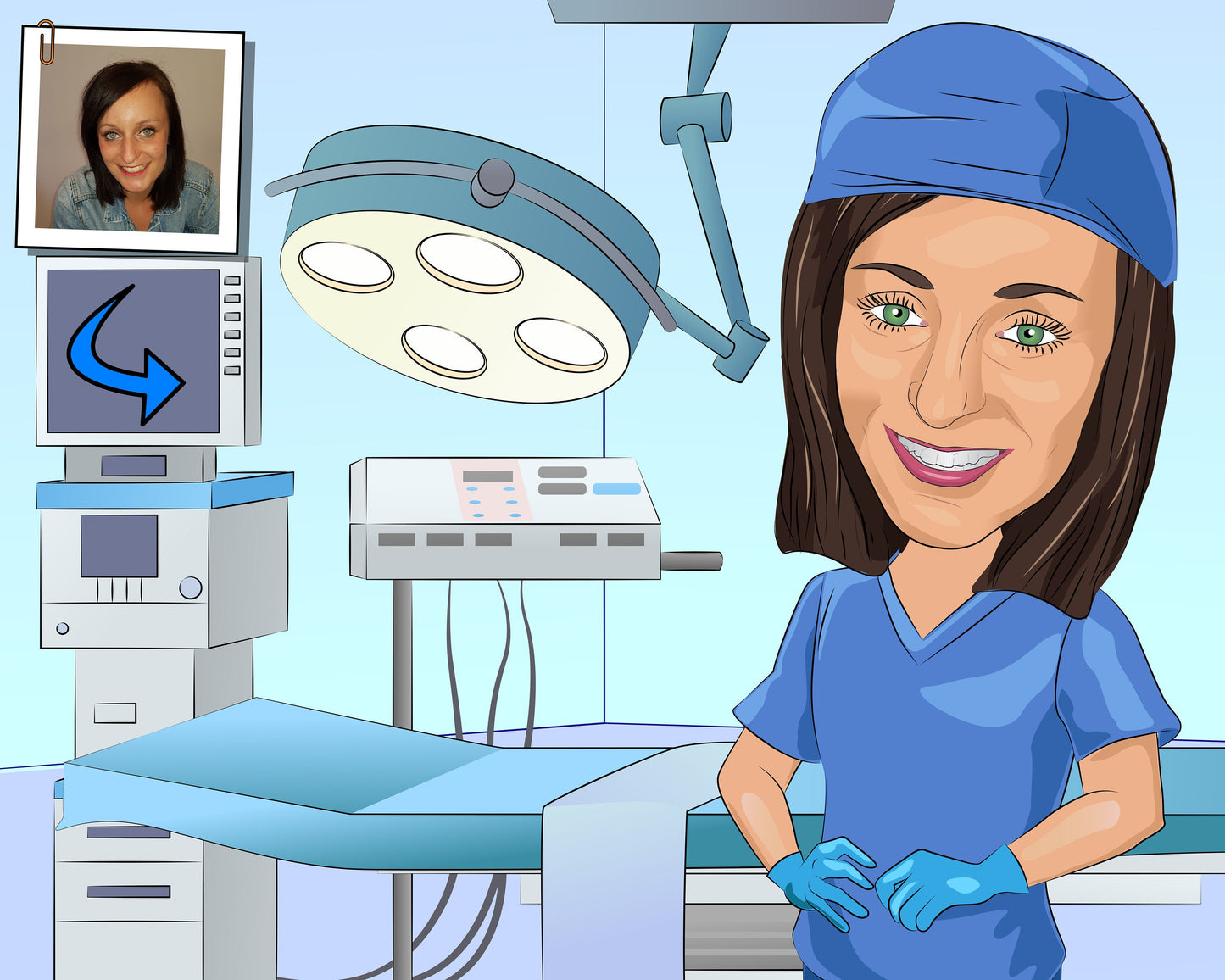 Surgical Tech Gift - Custom Caricature From Your Photo, Surgical Technologist, surgery tech