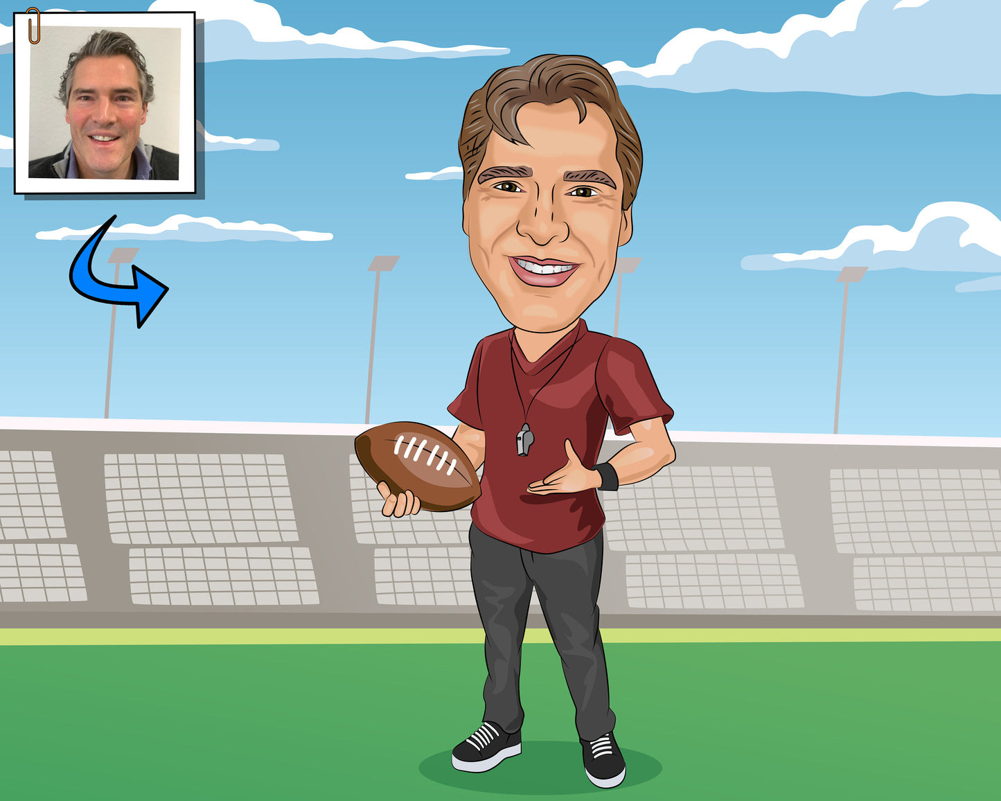 Football Coach Gift - Custom Caricature From Photo