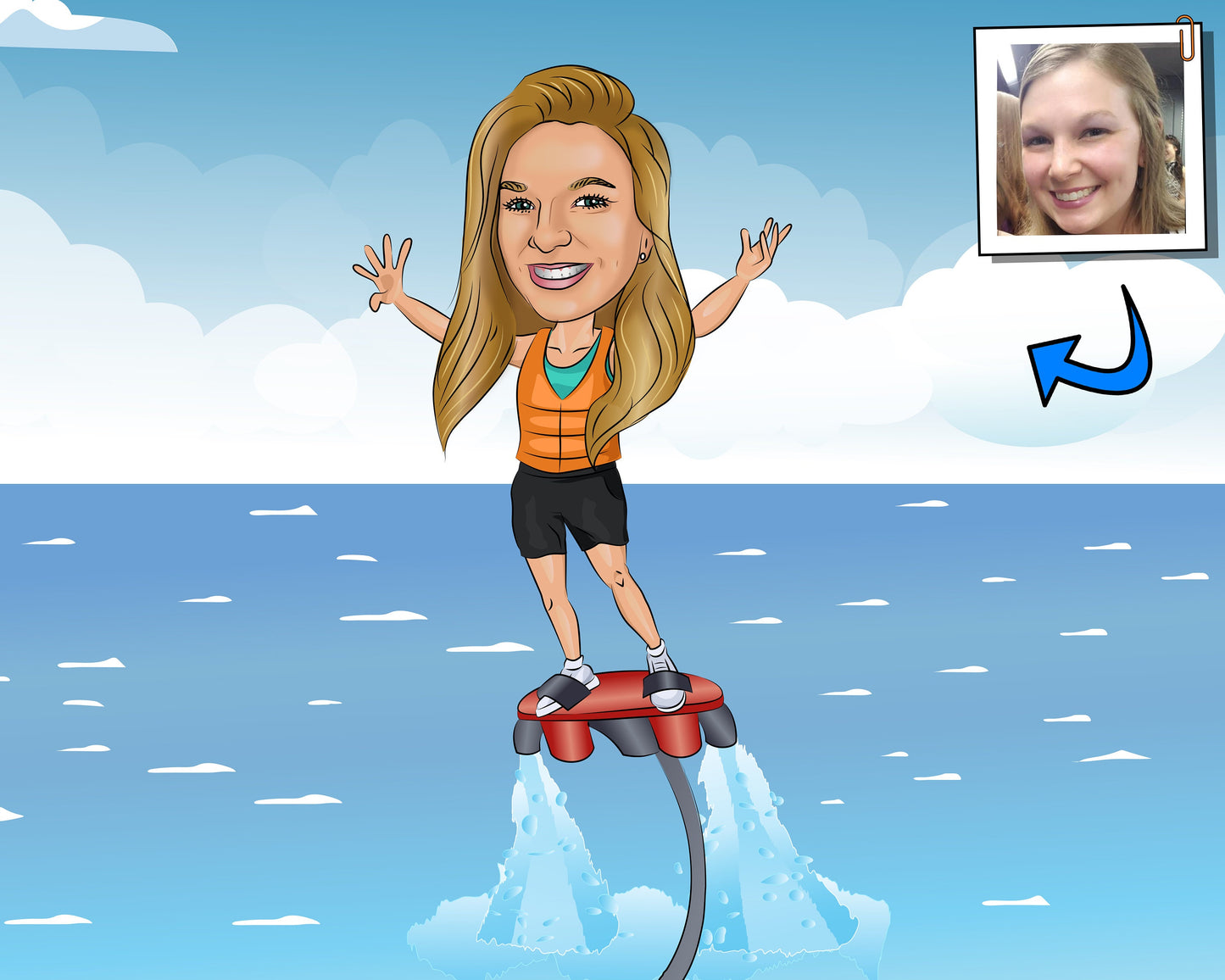 Flyboard Gift - Custom Caricature Portrait From Your Photo