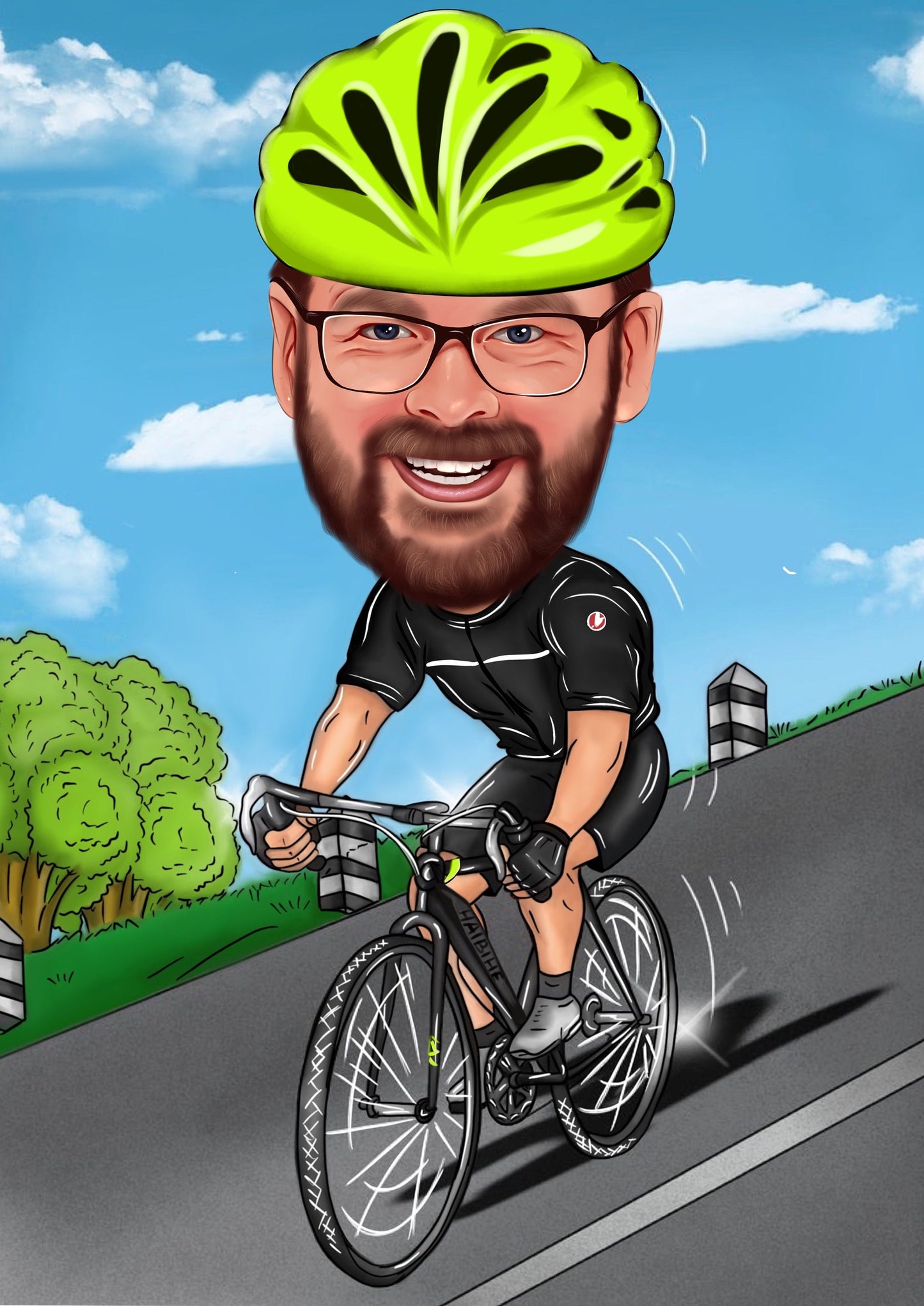 Cyclist Gift Portrait Caricature from Photo/gift for cyclist/gifts for cyclists/cyclist cartoon/cycling gifts