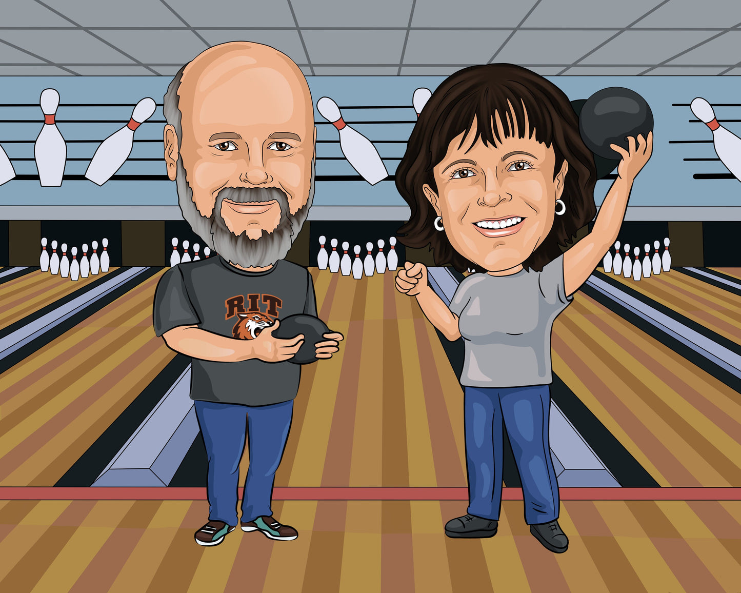 Bowler Gift - Custom Caricature Portrait From Your Photo/bowling coach gift/bowling player gift