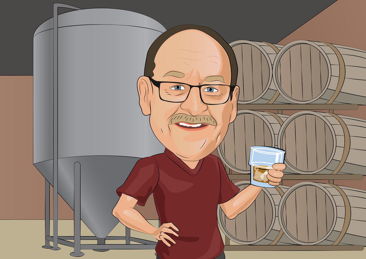 Brewmaster Gift - Custom Caricature From Photo/beer making/homebrewing/homebrewer