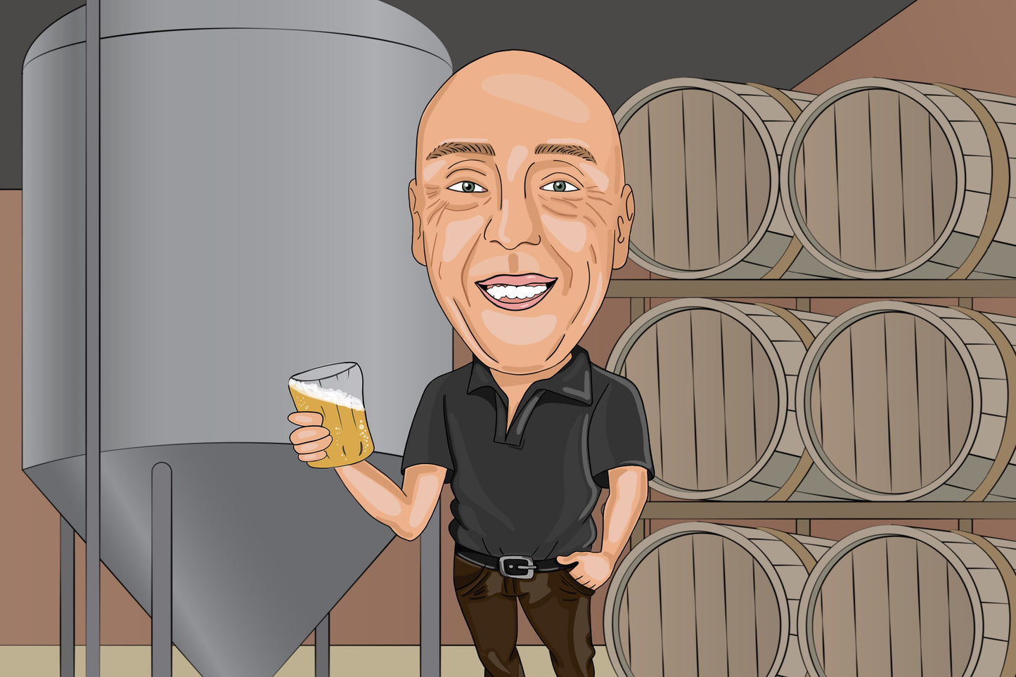 Brewmaster Gift - Custom Caricature From Photo/beer making/homebrewing/homebrewer