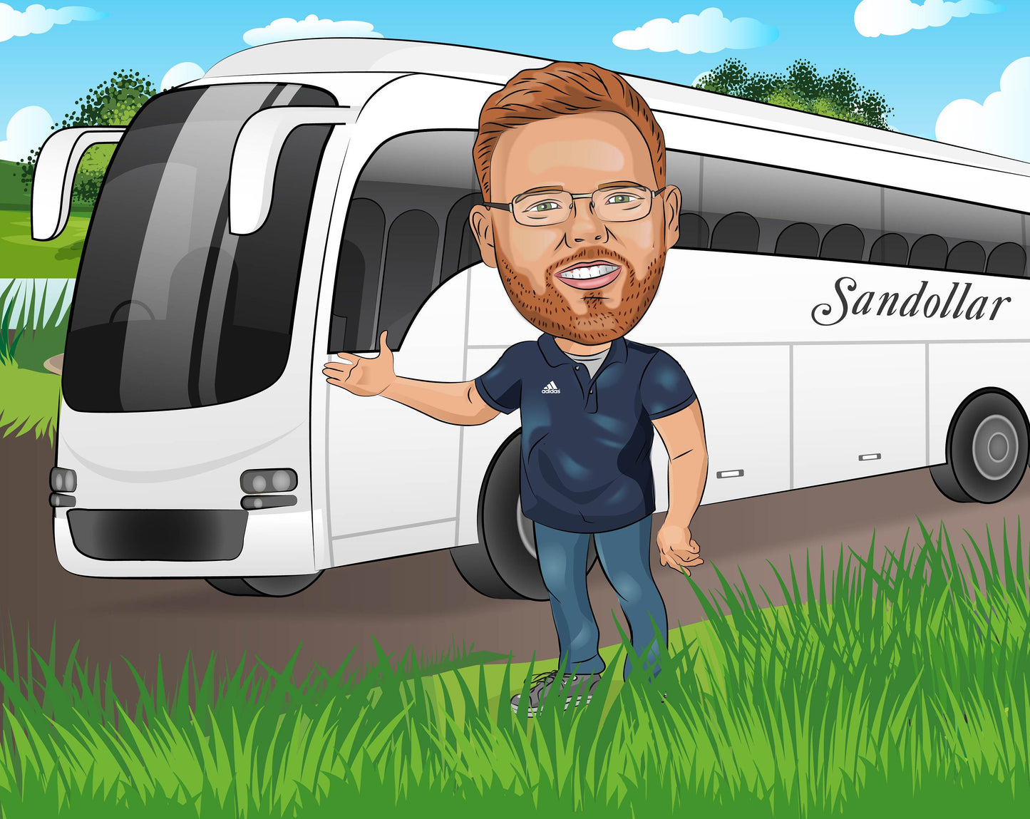 Bus Driver Gift - Custom Caricature Portrait From Your Photo/bus driver thank you