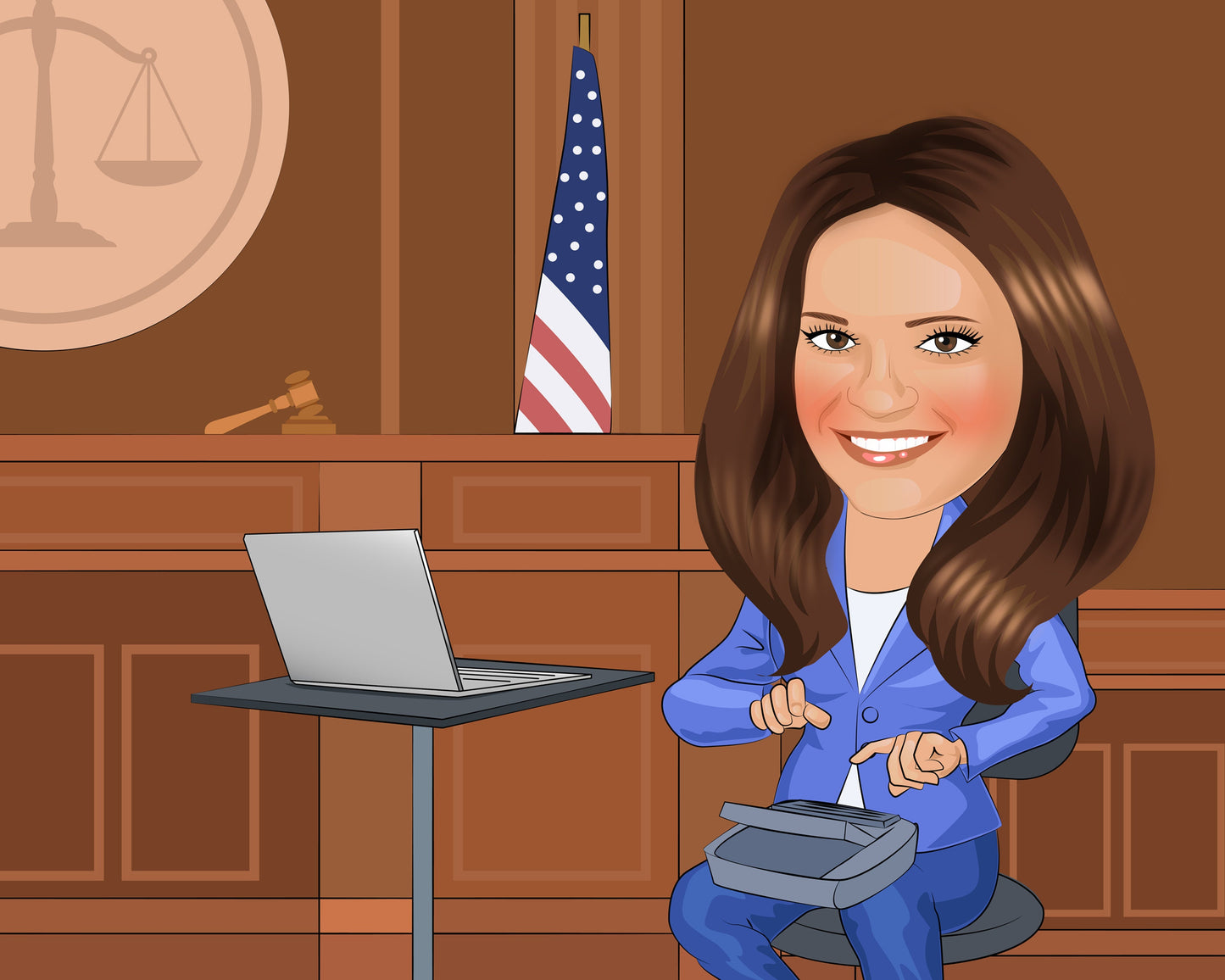 Court Reporter Gift - Custom Caricature Portrait From Your Photo