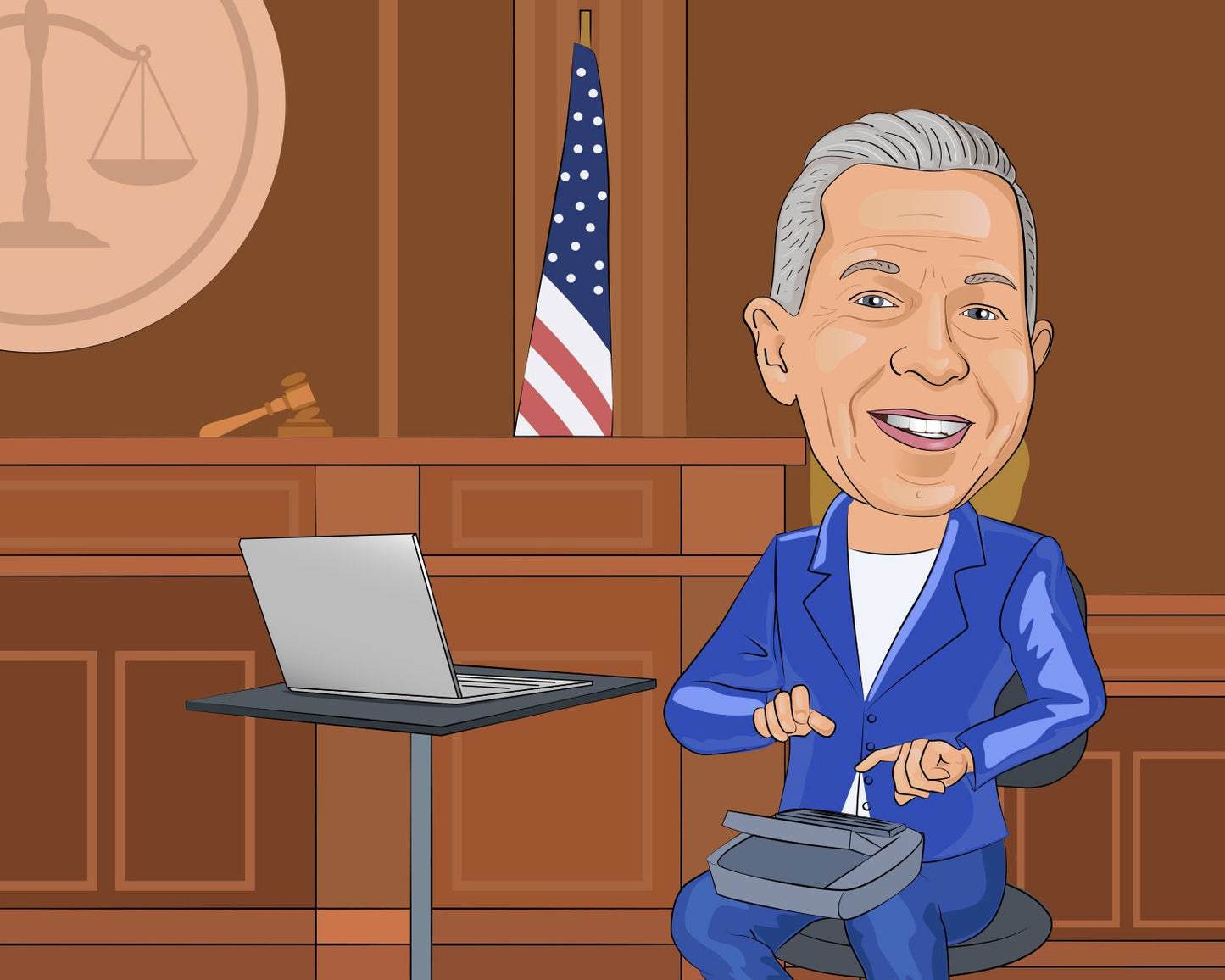 Court Reporter Gift - Custom Caricature Portrait From Your Photo