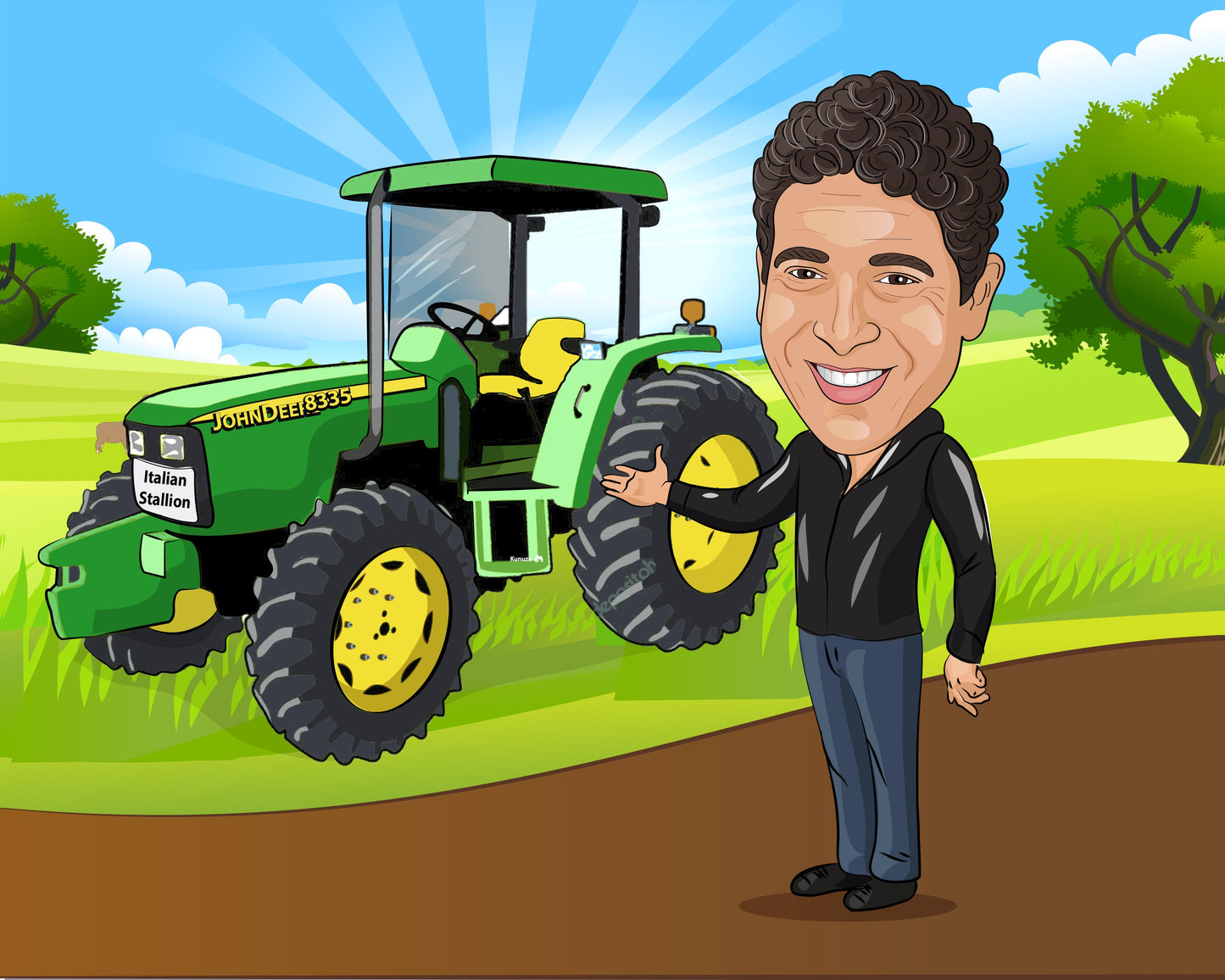 Farmer Gift - Custom Caricature Portrait From Your Photo/tractor driver gift