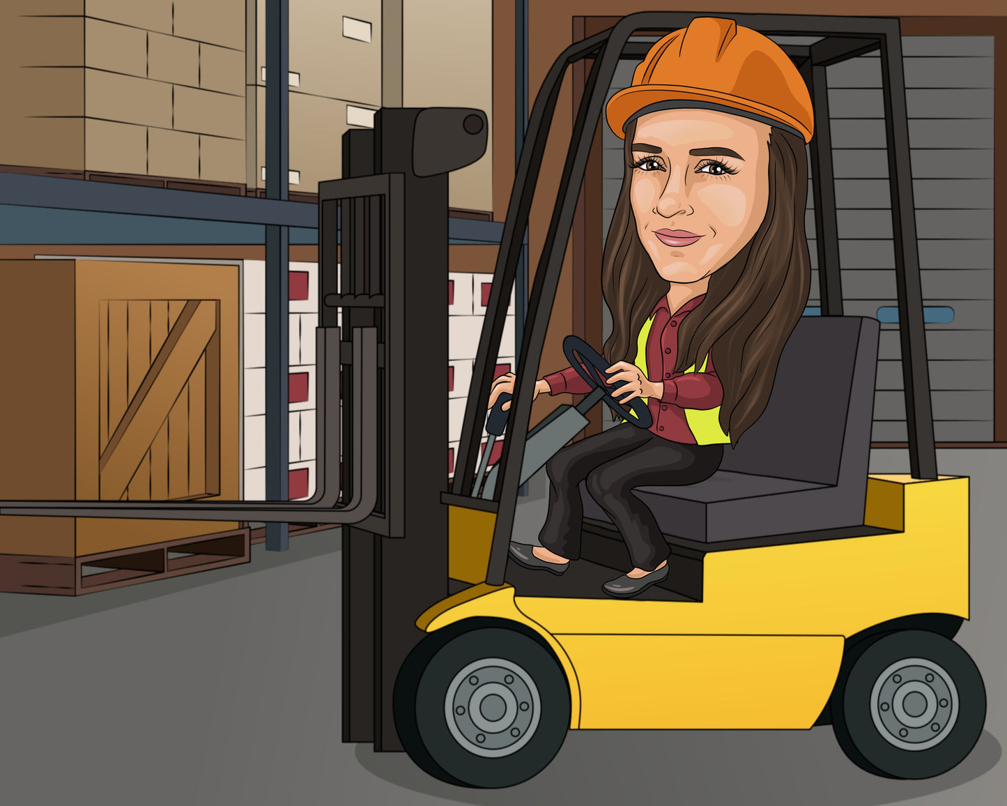 Forklift Driver Gift - Custom Caricature Portrait From Your Photo/Forklift Operator