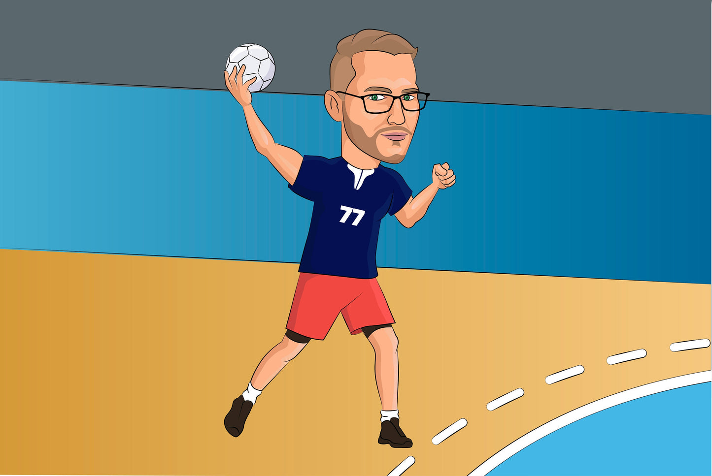 Handball Player Gift - Custom Caricature Portrait From Your Photo