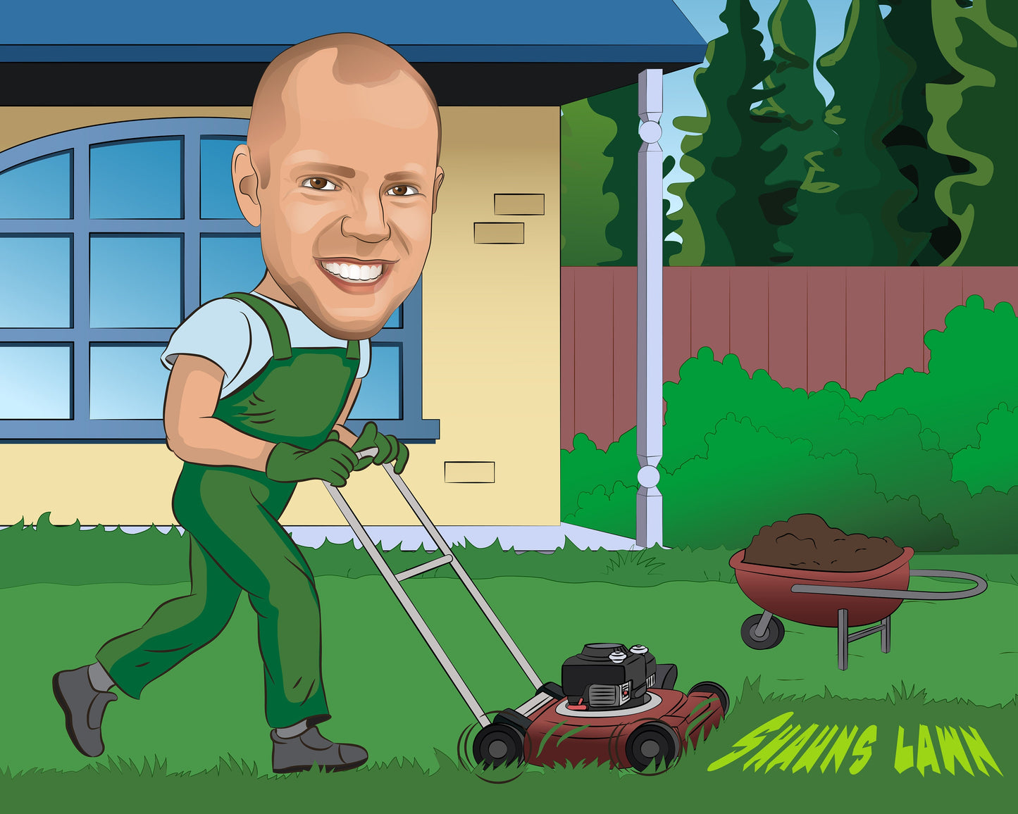 Lawn Care Gift - Custom Caricature From Photo/Lawn Care Professional/lawn mower