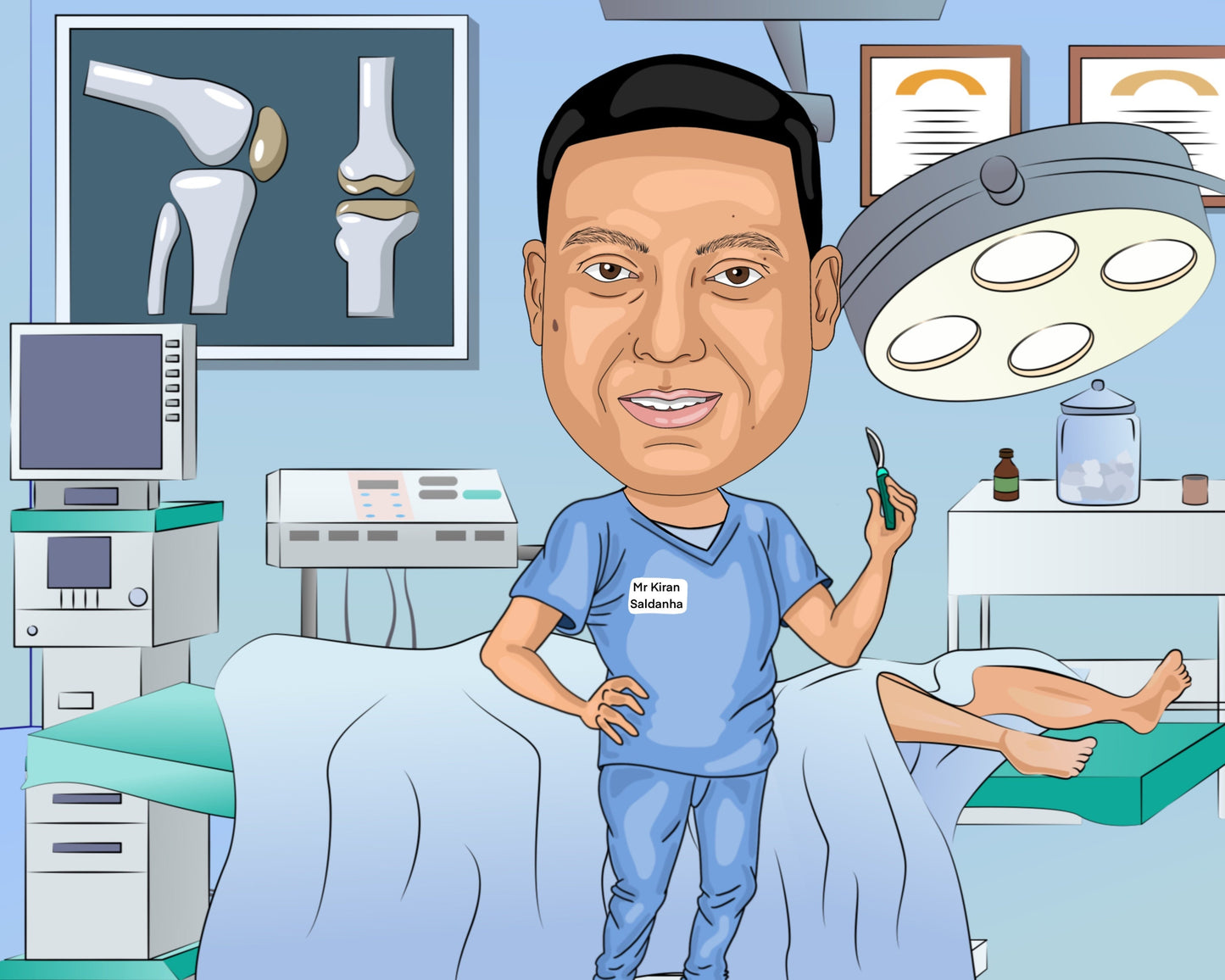Orthopedic Surgeon Gift - Custom Caricature Portrait From Your Photo/Orthopedic doctor