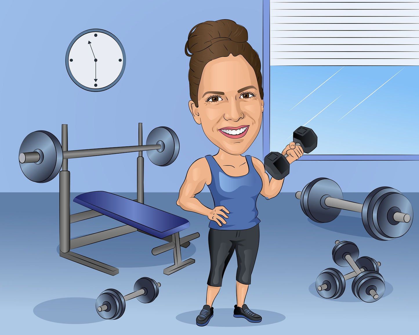 Gym Teacher Gift - Custom Caricature From Photo, fitness instructor gift, fitness coach, gym trainer