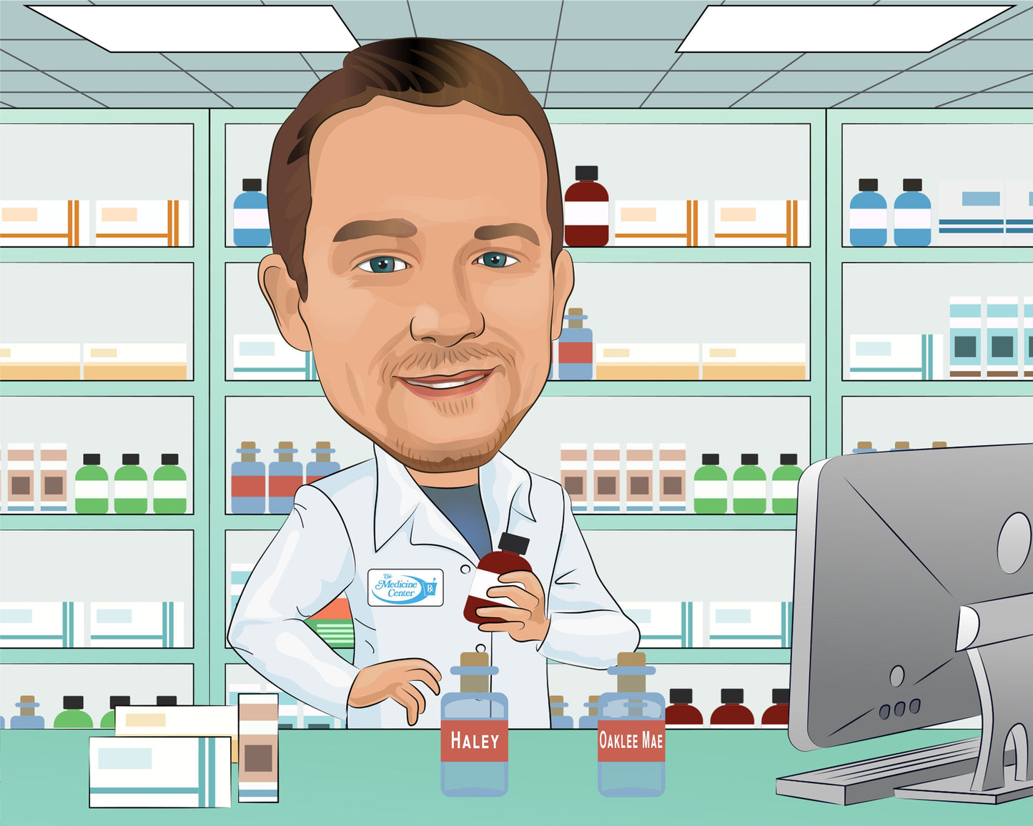 Pharmacist Gift - Custom Caricature Portrait From Your Photo/Pharmacy technician