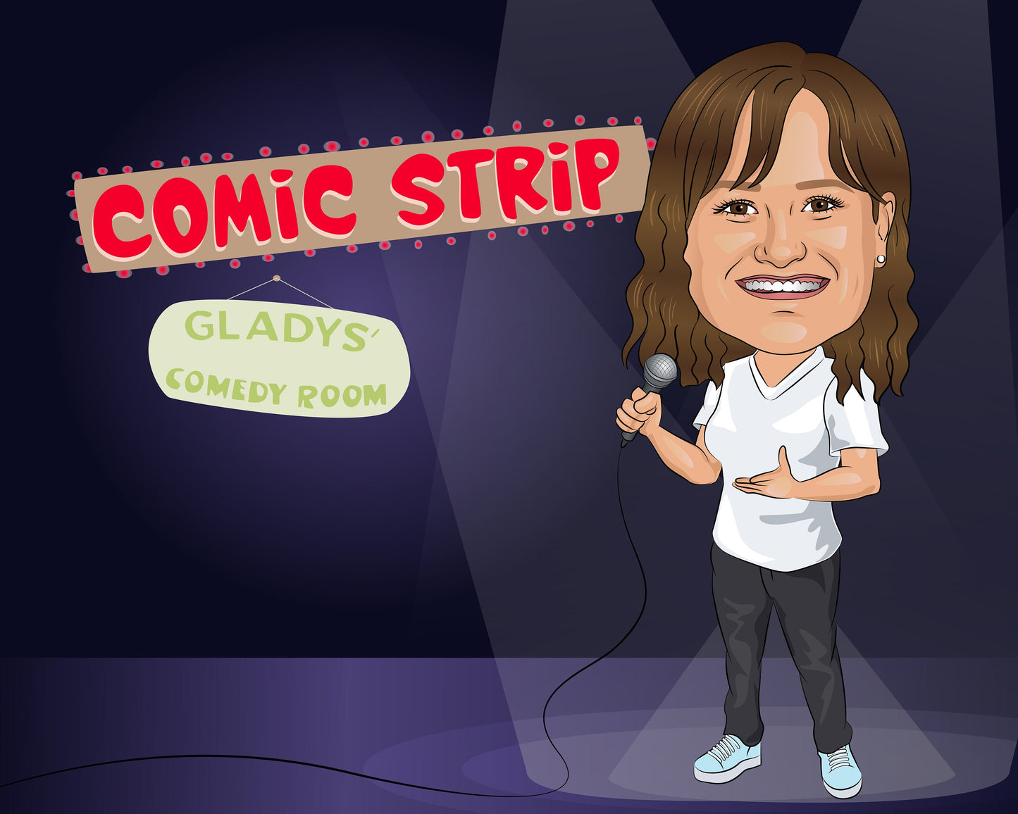 Stand Up Comedian Gift - Custom Caricature From Your Photo, Stand Up Comedy Gift
