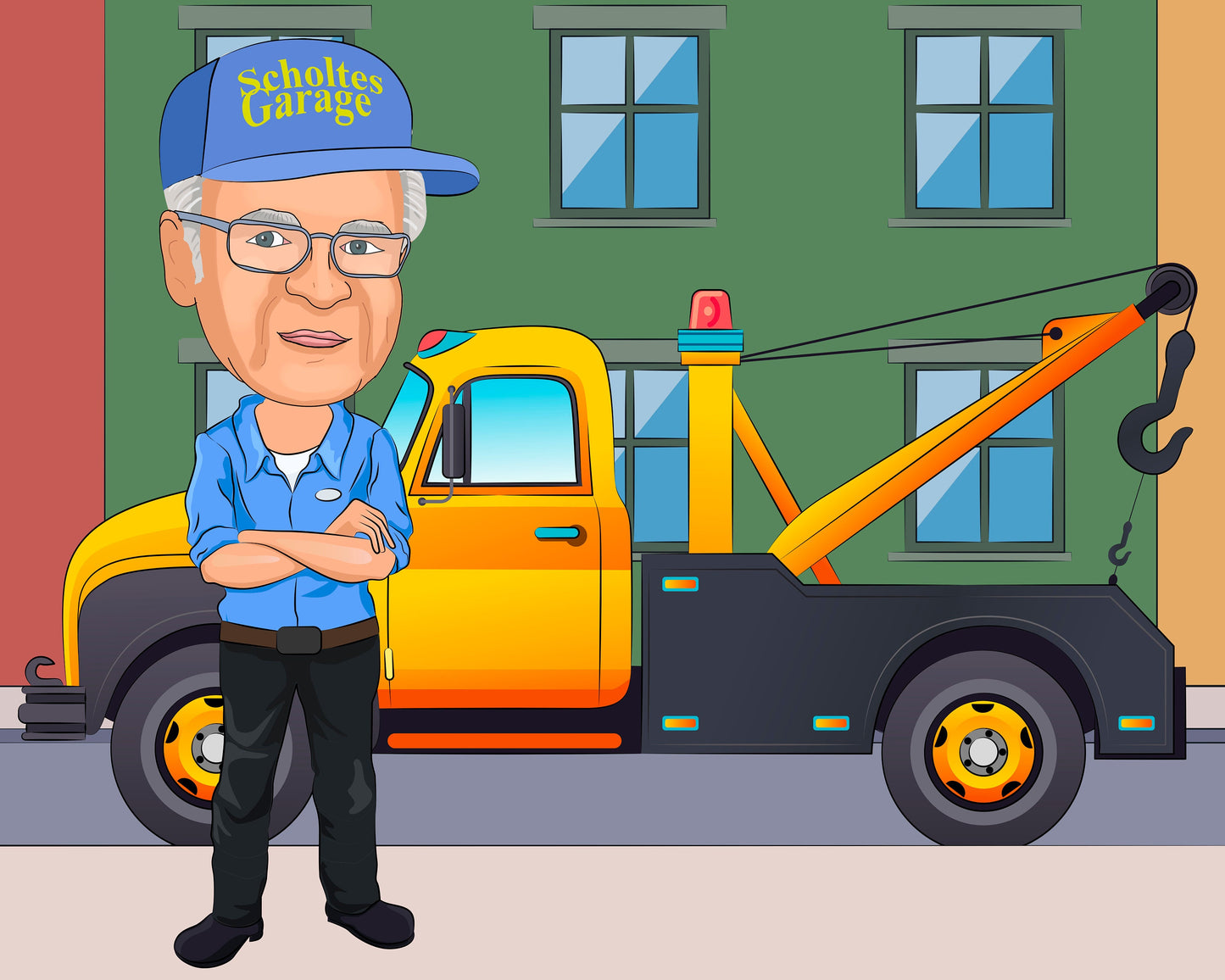 Tow Truck Driver Gift - Custom Caricature Portrait From Your Photo