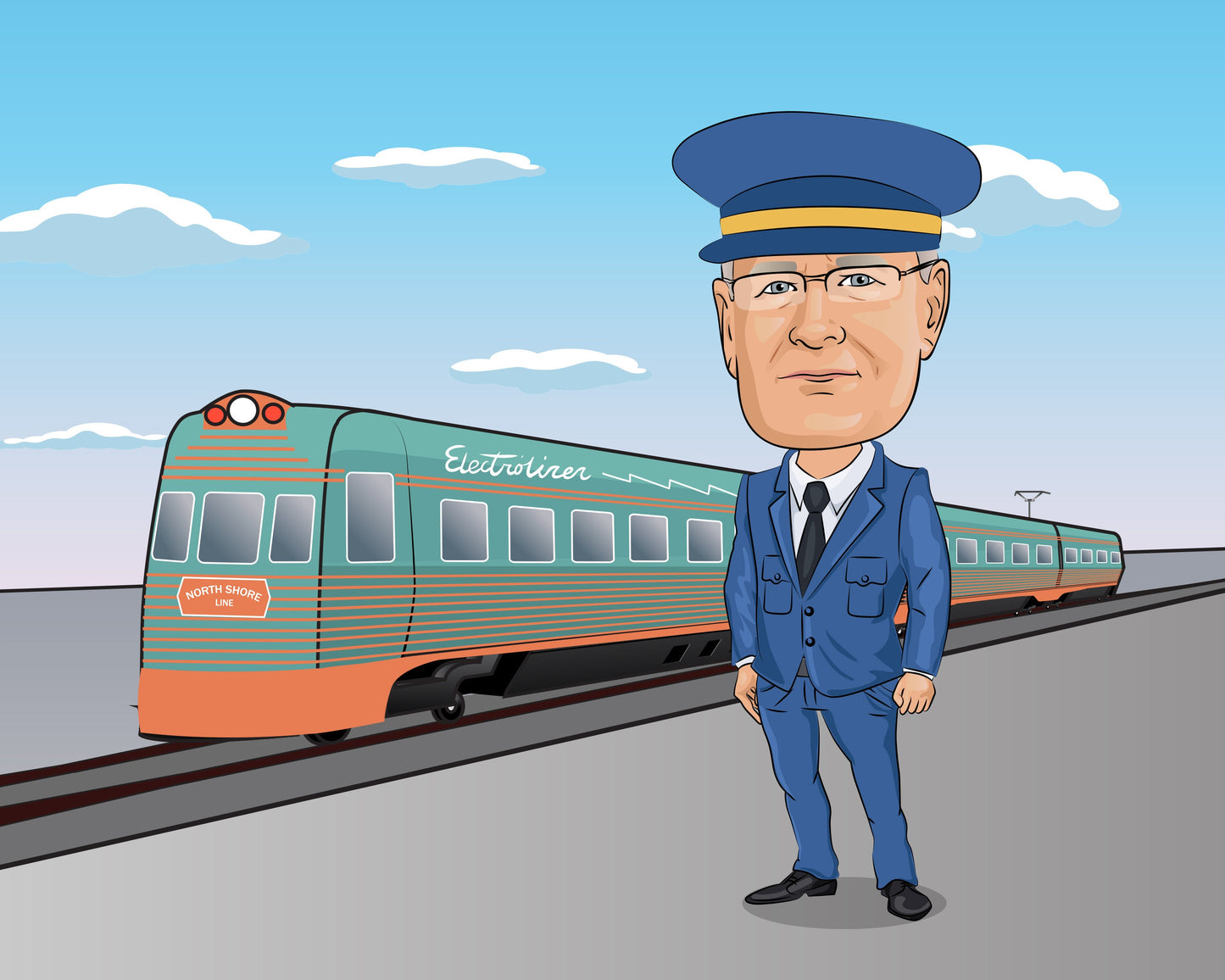 Train Operator Gift - Custom Caricature From Photo, train conductor, train driver gift