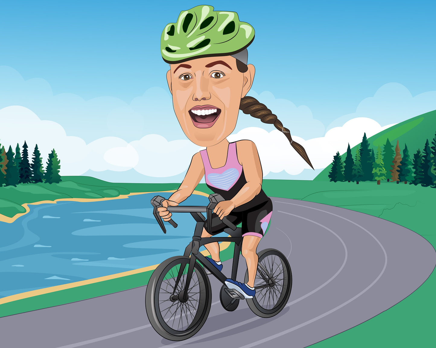 Triathlete Gift - Custom Caricature From Photo/triathlon gifts/triathlon art/swim bike run