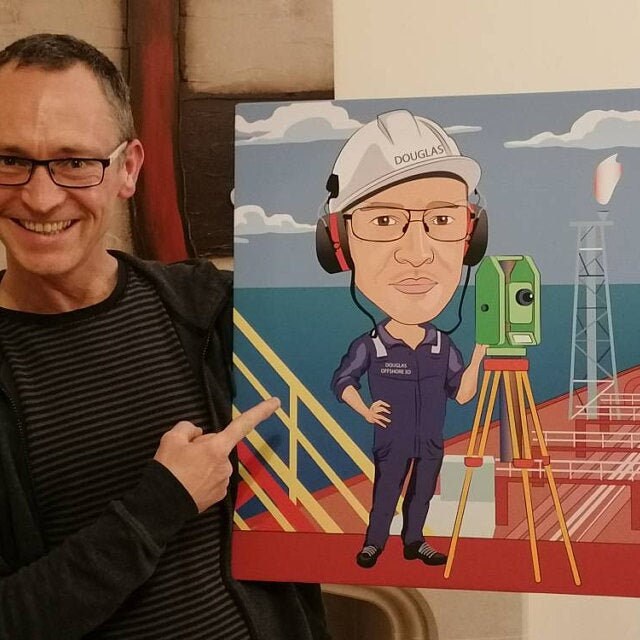 Train Spotter Gift - Custom Caricature Portrait From Your Photo, Train Spotting, Trainspotting
