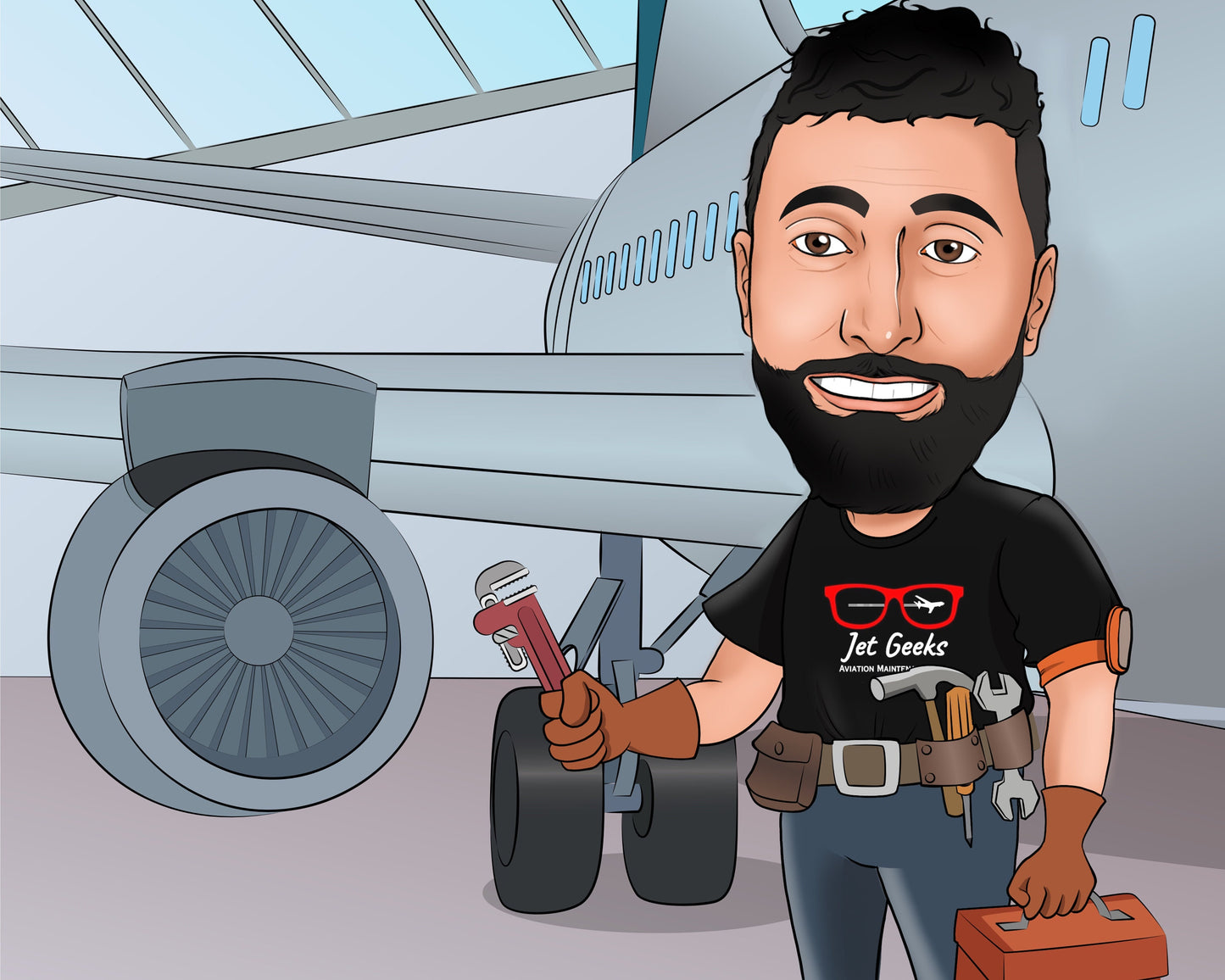 Aircraft Mechanic Gift - Custom Caricature Portrait From Your Photo/airplane mechanic