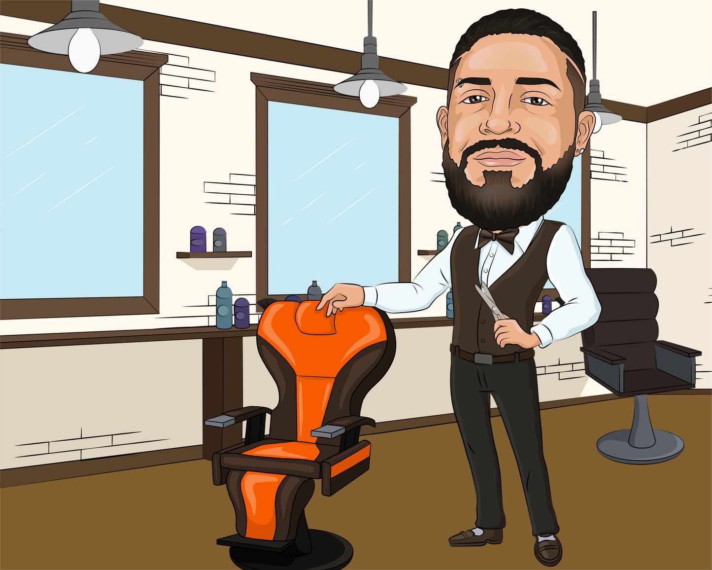 Barber Gift - Custom Caricature Portrait From Your Photo/barber shop gift